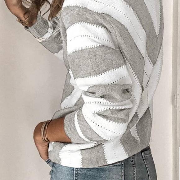 Striped Grey Knit Sweater - Picture 2 of 5